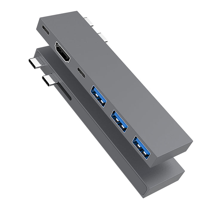 Type-C Docking Station - 6-in-1 USB-C Hub with 3x USB 3.0, PD 100W, 5Gbps, 4K/30Hz HDMI Multiport, Splitter Adapter - Ideal for PC and Laptop Users