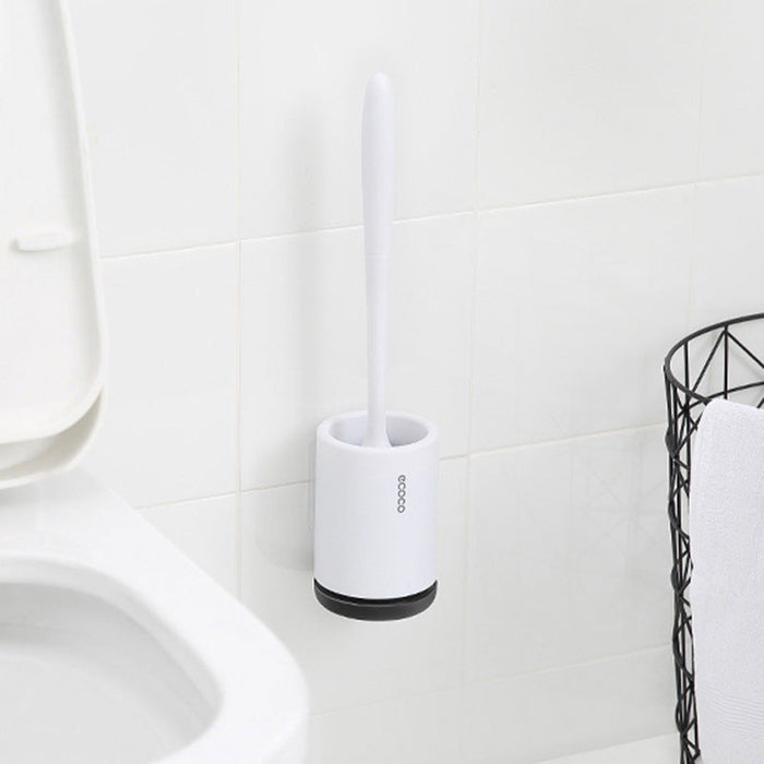 Ecoco Silicone Toilet Brush With Soft Bristle - Hygienic Wall-Mounted & Floor Standing Bathroom Toilet Brush With Holder