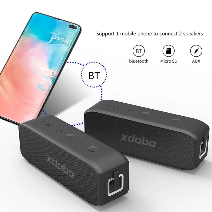 XDOBO Wing 20W - Portable Wireless Bluetooth 5.0 Speaker, IPX7 Waterproof Soundbar, Super Bass Stereo HiFi, Sound Box TWS Audio Player, Boombox - Ideal for Outdoor Enthusiasts and Music Lovers