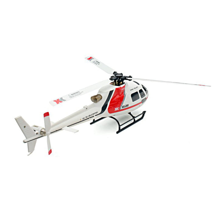 XK K123 AS350 - 6CH Brushless RC Helicopter, 3D6G System, FUTABA S-FHSS Compatible, 4PCS 3.7V 500mAh Lipo Battery - Perfect for Scale Flight Enthusiasts