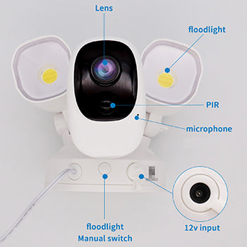 Hiseeu Solar Floodlight Camera - Wireless Security Camera, 12000mAh Rechargeable Batteries, High Brightness LED, Color Night Vision, IP66 Waterproof, 1080P, Motion Detection, 2-Way Audio, Cloud Storage - Ideal for Outdoor Security and Surveillance