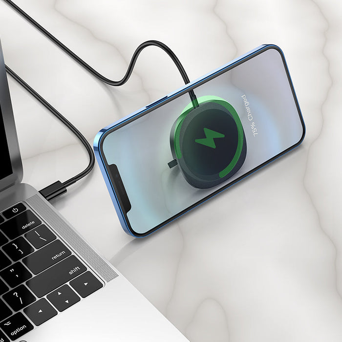 HOCO CW35 - 15W Magnetic Holder PD Fast Charging Wireless Charger for iPhone 12 Series, Samsung Galaxy S21 & More - Perfect for Huawei Mate40, OnePlus 9 Pro Users & Smartphone Enthusiasts