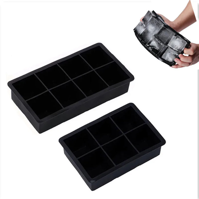 4/6/8/15 Grid Big Ice Tray Mold Giant Jumbo Large Food Grade Silicone Ice Cube Square Tray Mold DIY Ice Maker Ice Cube Tray