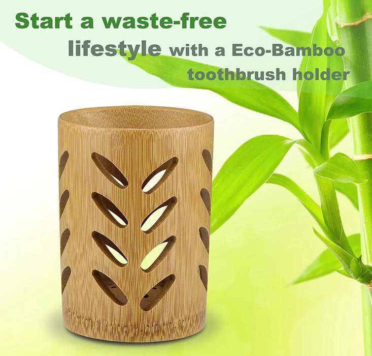 Bamboo Toothbrush Holder Cup – Ventilated Drainage Toothbrush Drainer, Biodegradable 10cm