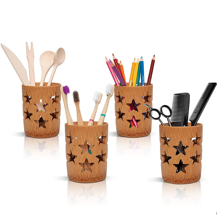 Bamboo Toothbrush Holder Cup – Ventilated Drainage Toothbrush Drainer, Biodegradable 10cm