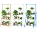 3-Tier Foldable Wooden Ladder Plant Stand with Adjustable Hanging Bar for Home & Outdoor