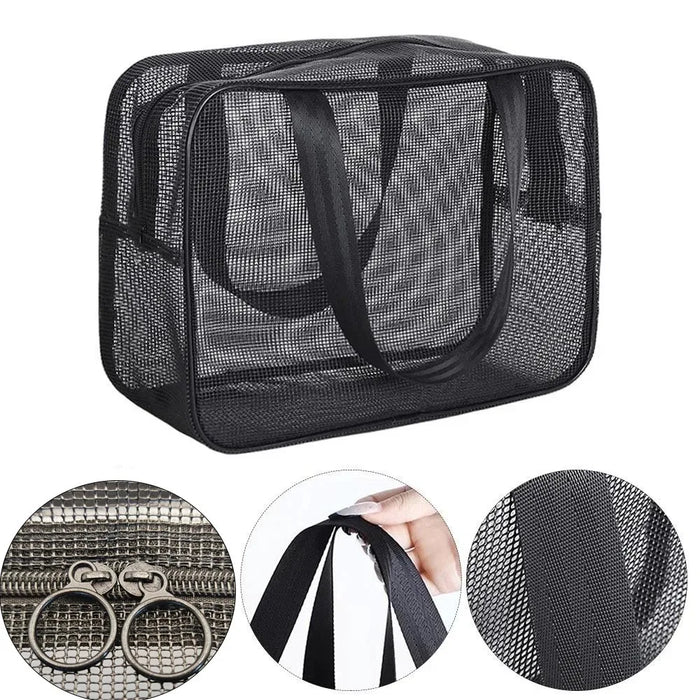 Dual‑Zip Mesh Toiletries Bag — Shower Caddy, Large Capacity (S & M)