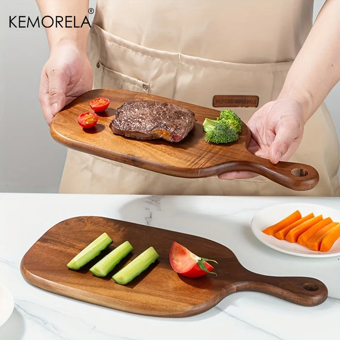 Wooden Cutting Board with Handle — Food-Safe Chopping Board for Meat, Cheese & Pizza