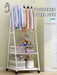 Floor-Mounted Folding Clothes Rack — Triangular Double-Rail Hanger