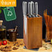 Double‑Sided Magnetic Knife Block with Acrylic Shield — Acacia Wood
