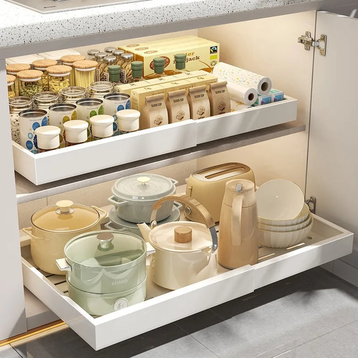 Punch-Free Retractable Pull-Out Storage Basket — 32–52cm Adjustable