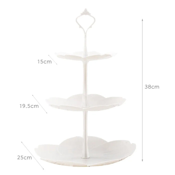 3-Tier White Cupcake & Cake Stand – Plastic Dessert Display Tower
