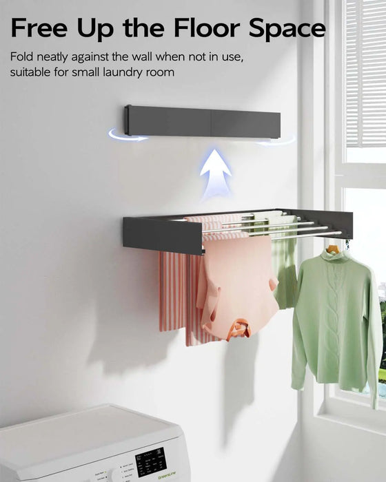 80cm Wall-Mounted Foldable Laundry Rack — 5-Rod White Stainless Steel
