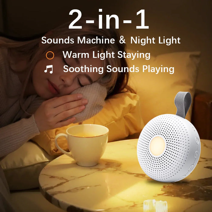 Portable White Noise Machine for Babies — 15 Soothing Sounds & Smart Night Light, USB Rechargeable