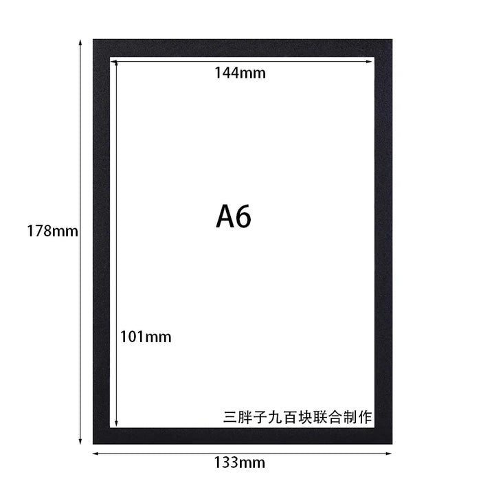 Set of 5 Magnetic Self‑Adhesive Photo Frames – A4/A5/A6, PVC with Plexiglass