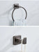 Grey Bathroom Hardware Set — Shelf, 48cm Towel Bar, Towel Ring, Robe Hook & Paper Holder