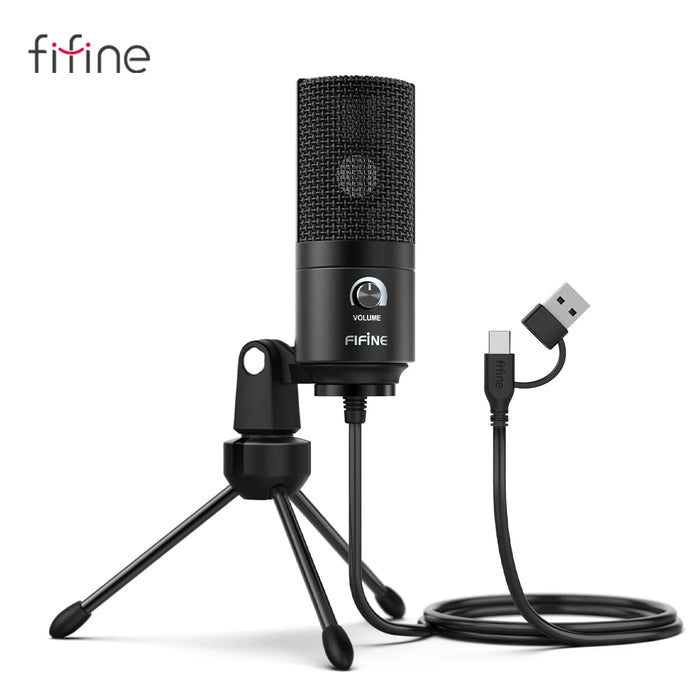 USB Condenser Microphone K669B — Metal Body, Cardioid, Gain Knob, USB Plug-and-Play