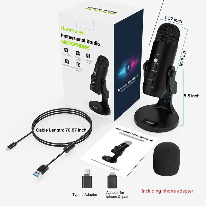 USB Condenser Microphone for PC & Mac — Gaming, Streaming and Podcasting with Headphone Monitor