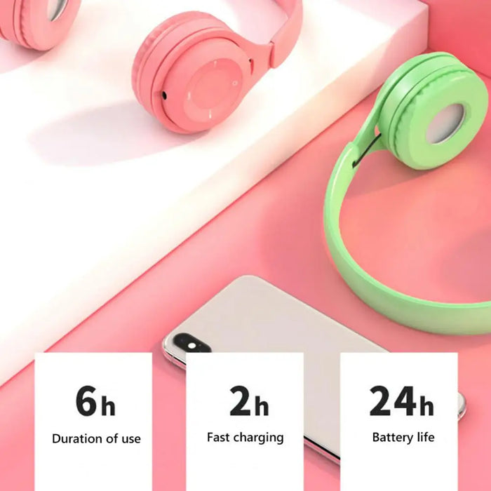 Y08 Macaron Wireless Bluetooth Headphones with Mic — Stereo Headband for Kids & Gaming