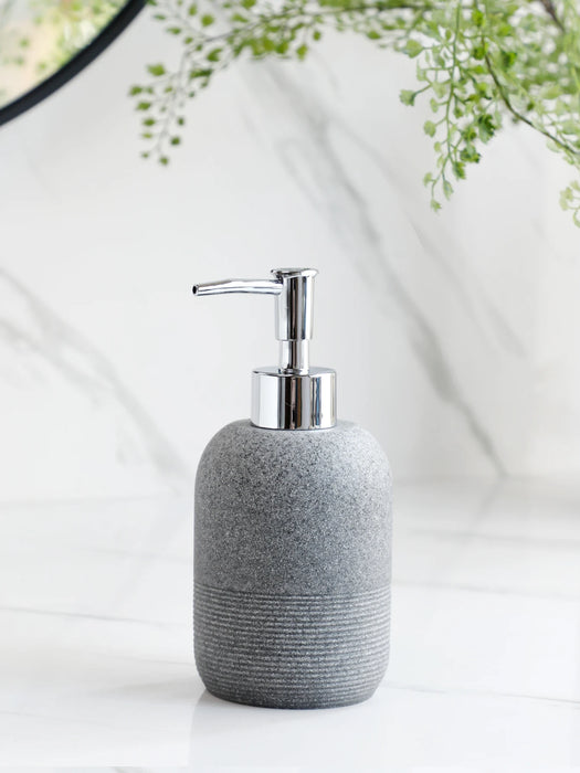 5‑Piece Bathroom Accessory Set — Dispenser, Toothbrush Holder, Tumbler, Tray & Soap Dish (Beige or Grey)