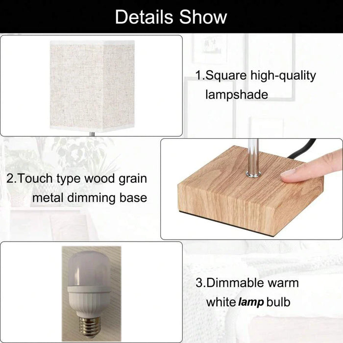 Led Desk Lamp by Bedside Lamps - Touch Dimmable Table Lamp with USB and Type C port, Quick Charging, Eye Protection - Ideal Reading Light for Students and Long Hour Readers