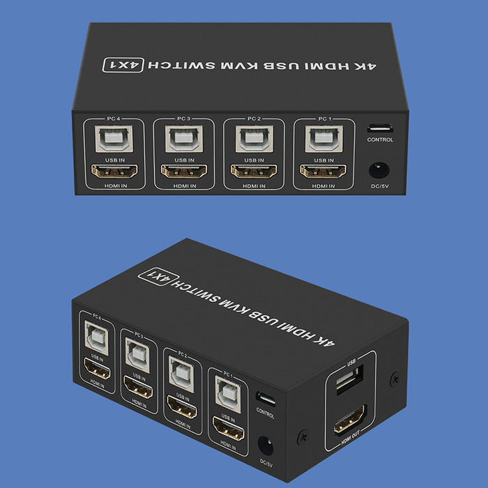 4-Port HDMI KVM Switch 4-in-1 — 4K@60Hz with Desktop Controller, Share Monitor, Keyboard & Mouse