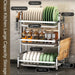 Compact Dish Drying Rack with Drainboard and Utensil Holder – Rust‑Proof Metal