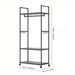 Clothing Storage Rack with Wheels, Hooks & Shelves — Freestanding Metal Organiser