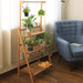 3-Tier Foldable Wooden Ladder Plant Stand with Adjustable Hanging Bar for Home & Outdoor