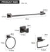 Grey Bathroom Hardware Set — Shelf, 48cm Towel Bar, Towel Ring, Robe Hook & Paper Holder