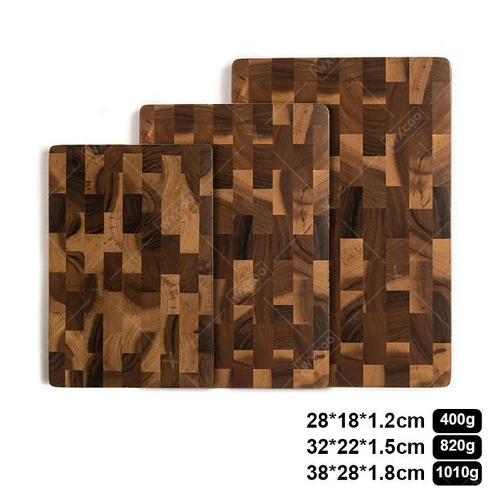 Thick Acacia Double‑Sided Checkerboard Wooden Cutting Board – Non‑slip