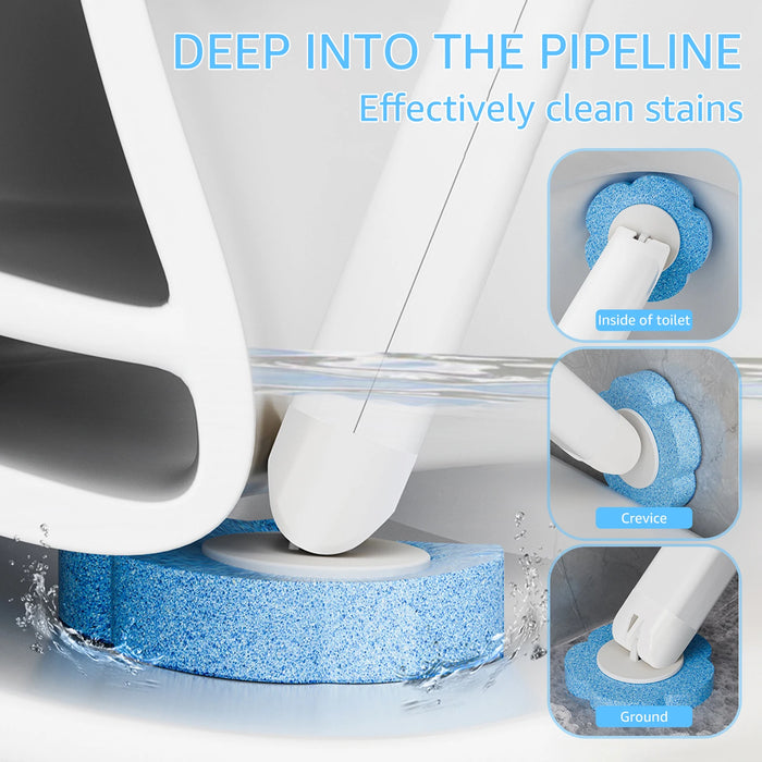 Disposable Toilet Brush Kit — Long Handle, Wall-mounted Holder, Replaceable Heads (24 / 72 pcs)