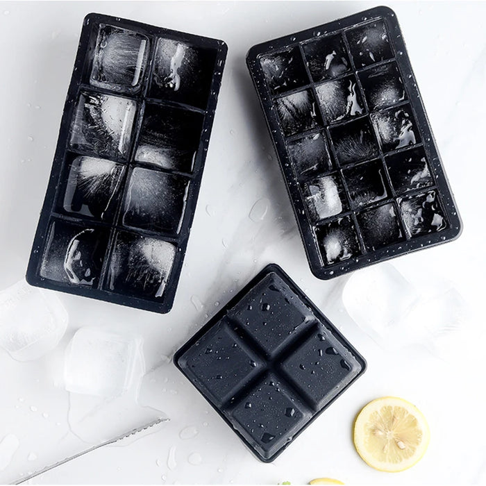 4/6/8/15 Grid Big Ice Tray Mold Box Large Food Grade Silicone Ice Cube Square Tray Mold Diy Bar Pub Wine Ice Blocks Maker Model