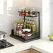 Under-sink Pull-out Metal Organiser — Sliding Storage Shelf for Kitchen (Black/White)