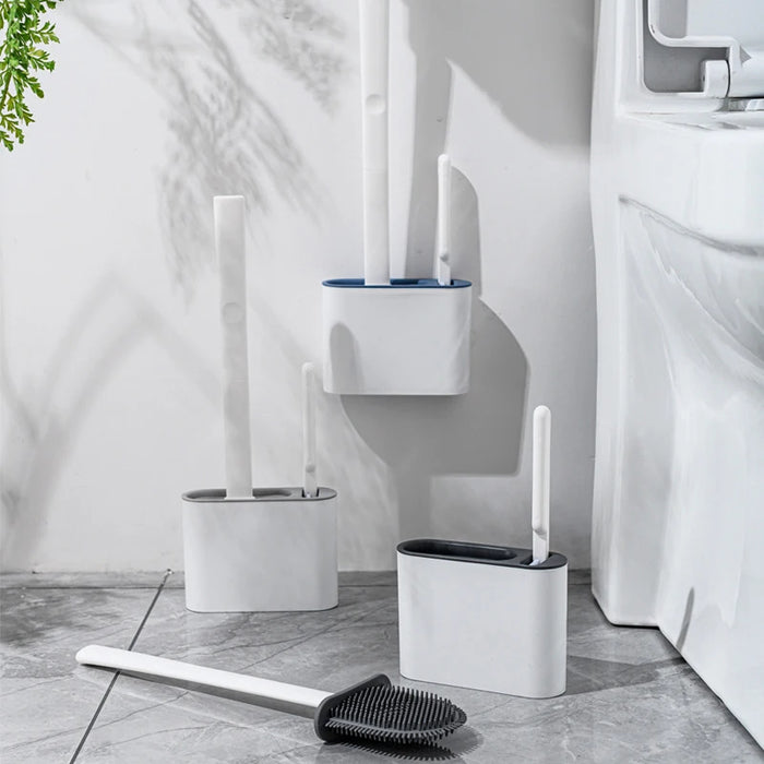 Silicone Soft‑Bristle Wall‑Mounted Toilet Brush with ABS Handle