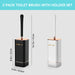 Aokala Silicone Toilet Brush & Holder — 40cm Long Handle, Wall or Floor Mount, Black or White with Rose Gold Trim