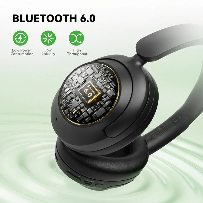 Focus A6 - ANC Wireless Bluetooth 6.0 Headphones, 48dB Hybrid Active Noise Cancelling, Over Ear, Hi-Res Audio, LDAC, Built-in Mic, APP Control - Perfect for Commuting, Work, Travel, and Immersive Music Lovers