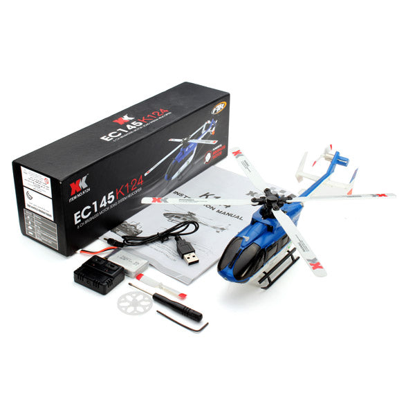 XK K124 EC145 Helicopter - 6CH Brushless 3D6G System, BNF RC Chopper - Perfect for Hobby Enthusiasts & Advanced Flyers