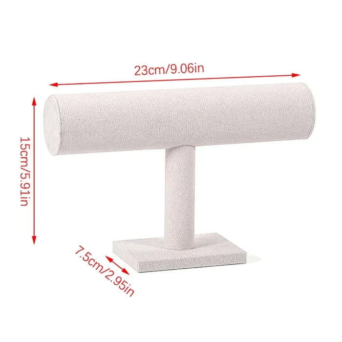Suspended Double-Layer T-Bar Jewellery Display Stand — Velvet, Space-Saving