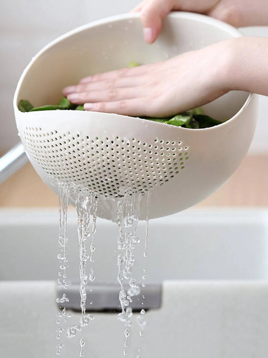 Silicone Colander Rice Bowl Drain Basket Fruit Bowl Washing Drain Basket with Handle Washing Basket Home Kitchen Organizer