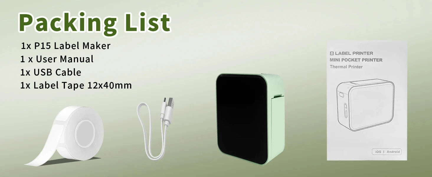 Marklife P15 Portable 15mm Thermal Label Printer — Inkless, Bluetooth, Rechargeable