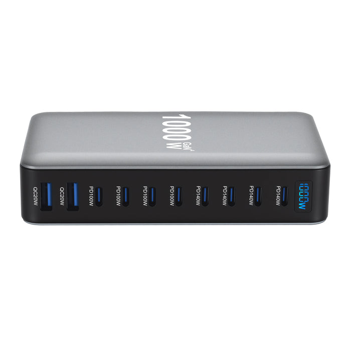 1000W GaN 10‑Port PD3.1 Fast Charging Station — Up to 140W USB‑C (for iPhone, Samsung, Xiaomi, Huawei)