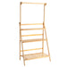 3-Tier Foldable Wooden Ladder Plant Stand with Adjustable Hanging Bar for Home & Outdoor