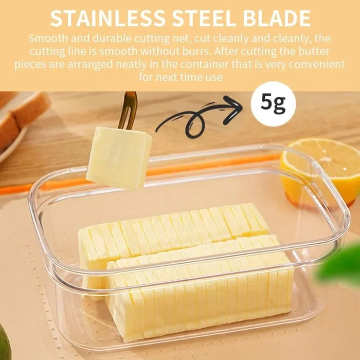 Airtight Butter Slicer & Keeper with Lid — Cutter and Fridge Storage Dish