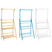 3-Tier Foldable Wooden Ladder Plant Stand with Adjustable Hanging Bar for Home & Outdoor