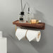 Wall-Mounted Toilet Roll Holder with Wood Shelf and Brass Fittings – Single Roll