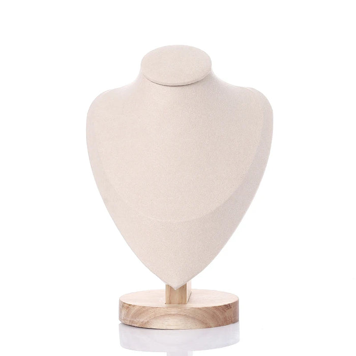Wooden Jewellery Bust – Necklace Display Stand, Black or Beige (S/M/L)