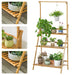 3-Tier Foldable Wooden Ladder Plant Stand with Adjustable Hanging Bar for Home & Outdoor