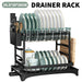 Adjustable 2-Tier Dish Drainer Rack — Plate, Bowl & Cutlery Organiser