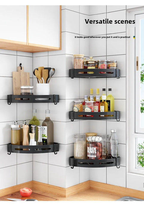 2pcs Corner Bathroom Shelf — Single-Tier Stainless Steel, No‑Drill Adhesive, Model FGR342